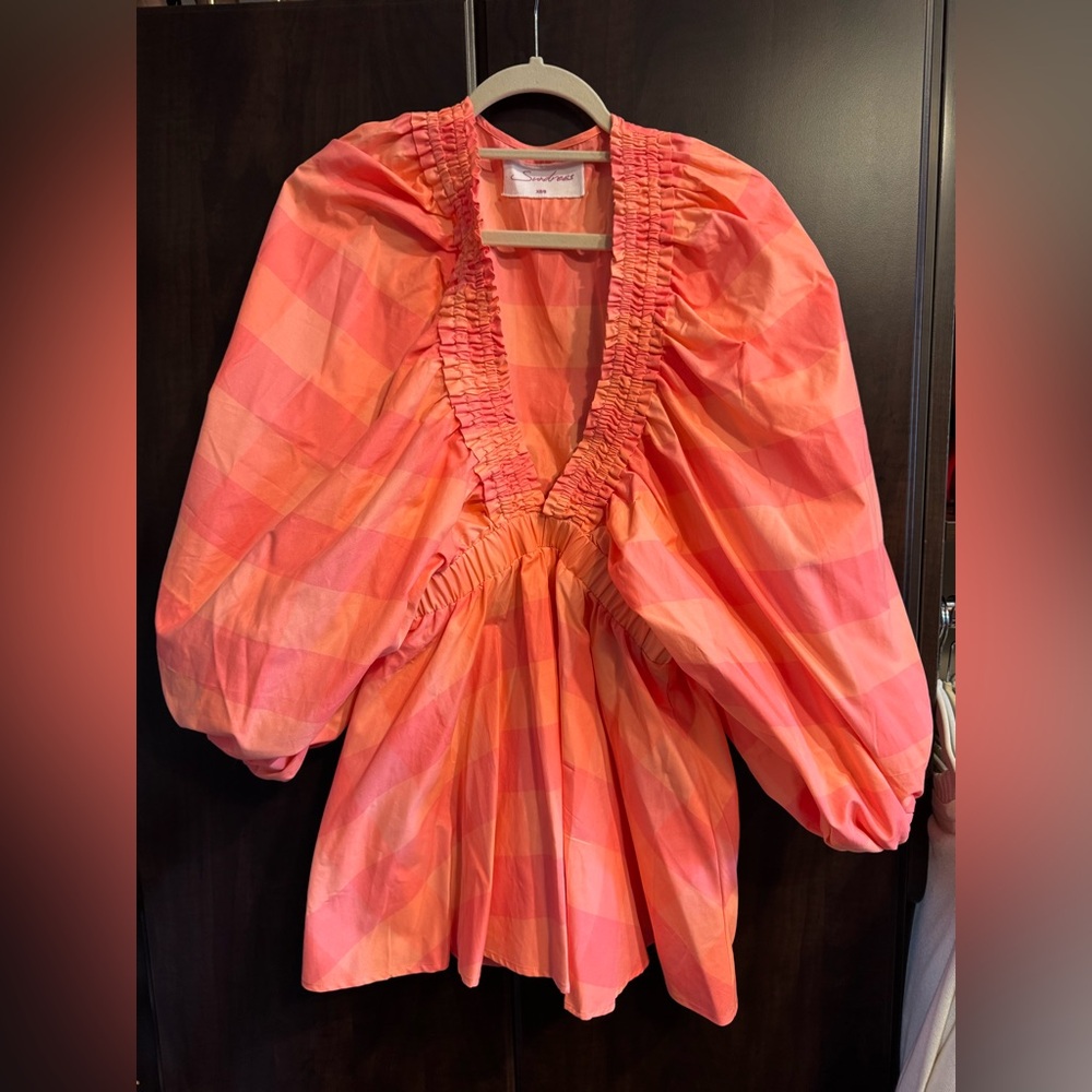 Vibrant Pink and Orange Checkered romper